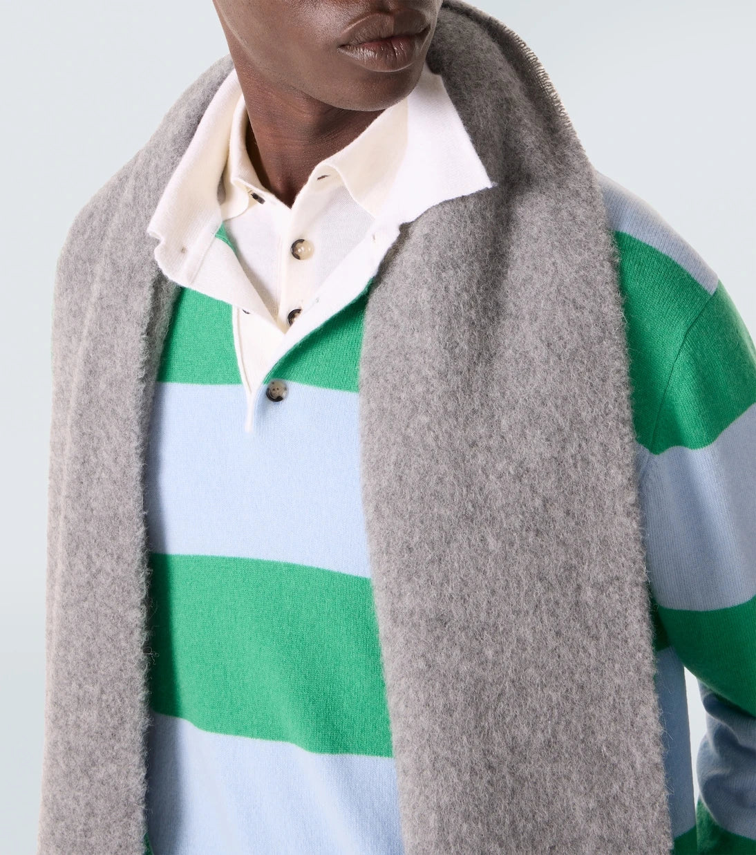 Allude - Striped wool and cashmere polo sweater