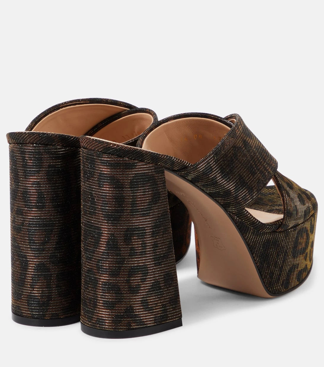 Gianvito Rossi - Leopard-print lamé platform mules
