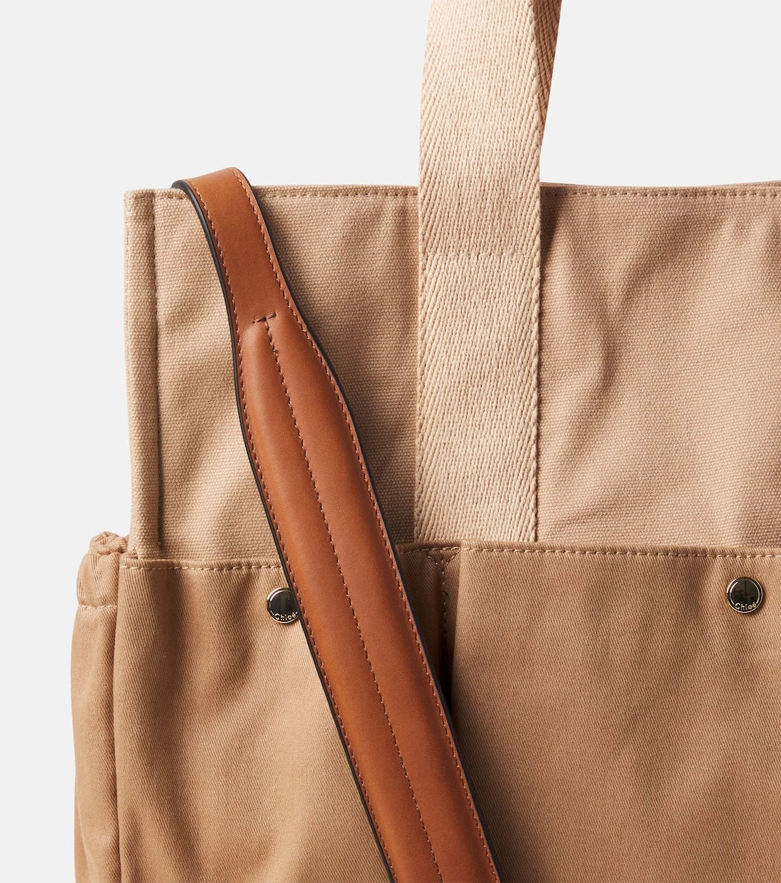 Chloé Kids - حقيبة تغيير حفاضات قطنية بشعار الماركة