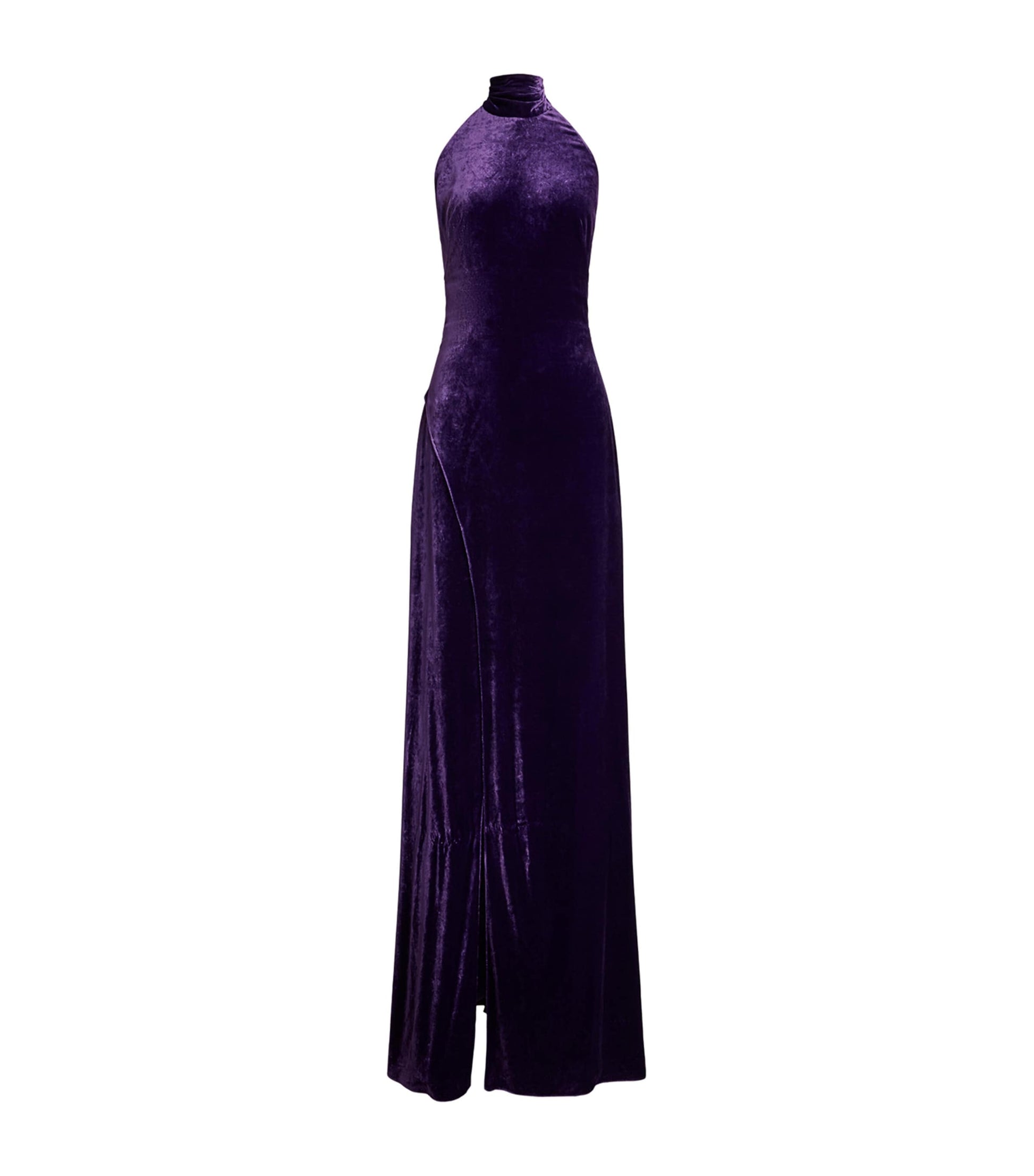 Stretch Velvet Tatum Evening Dress AUBERGINE