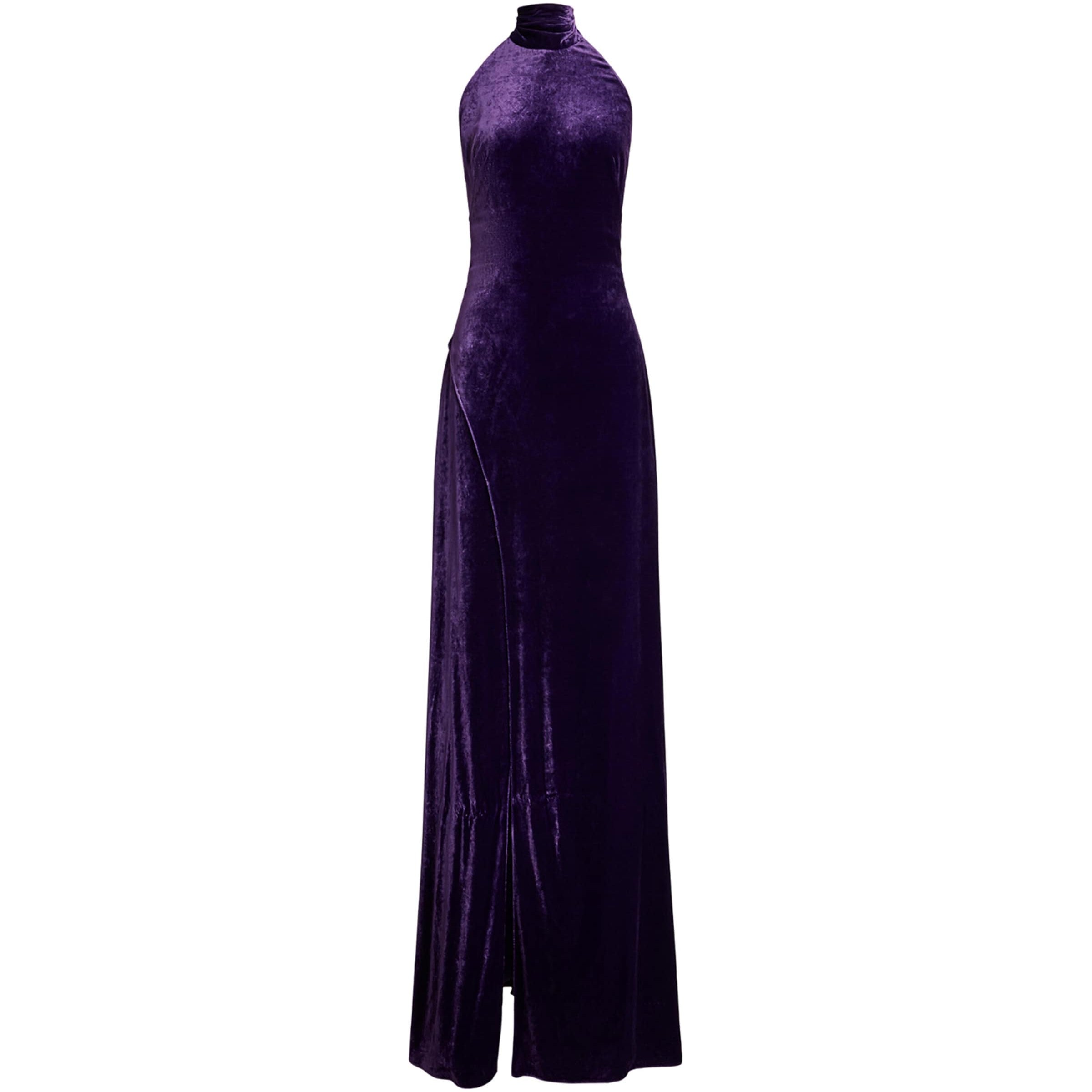 Stretch Velvet Tatum Evening Dress AUBERGINE
