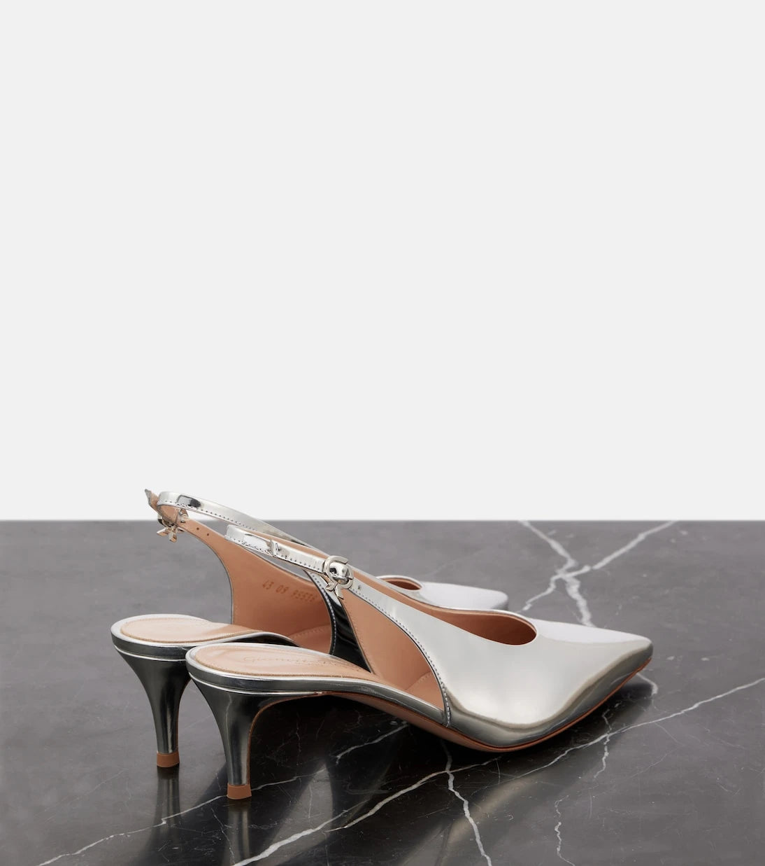 Gianvito Rossi - 55 metallic leather slingback pumps