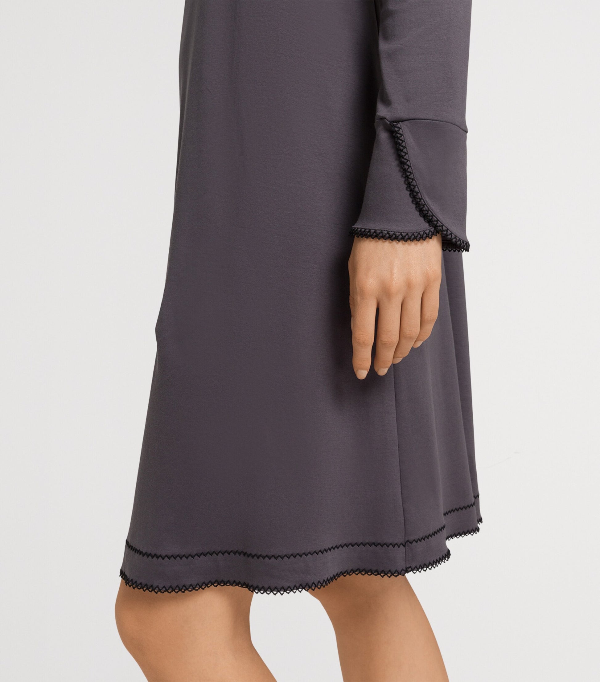 Cotton Long-Sleeve Una Nightdress BLACK PEARL