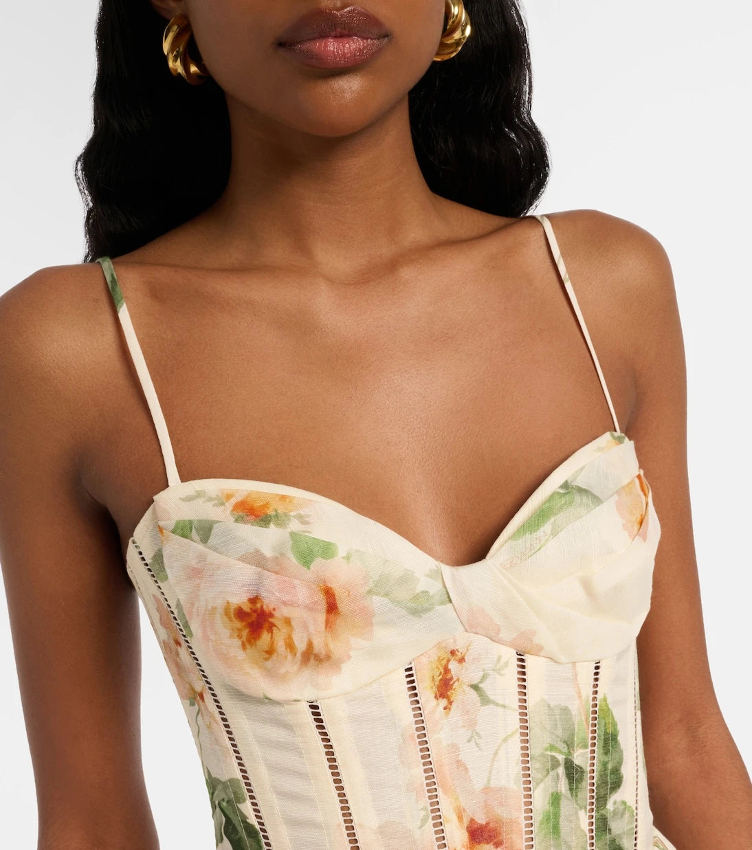 Zimmermann - Carousel floral silk and linen bustier dress