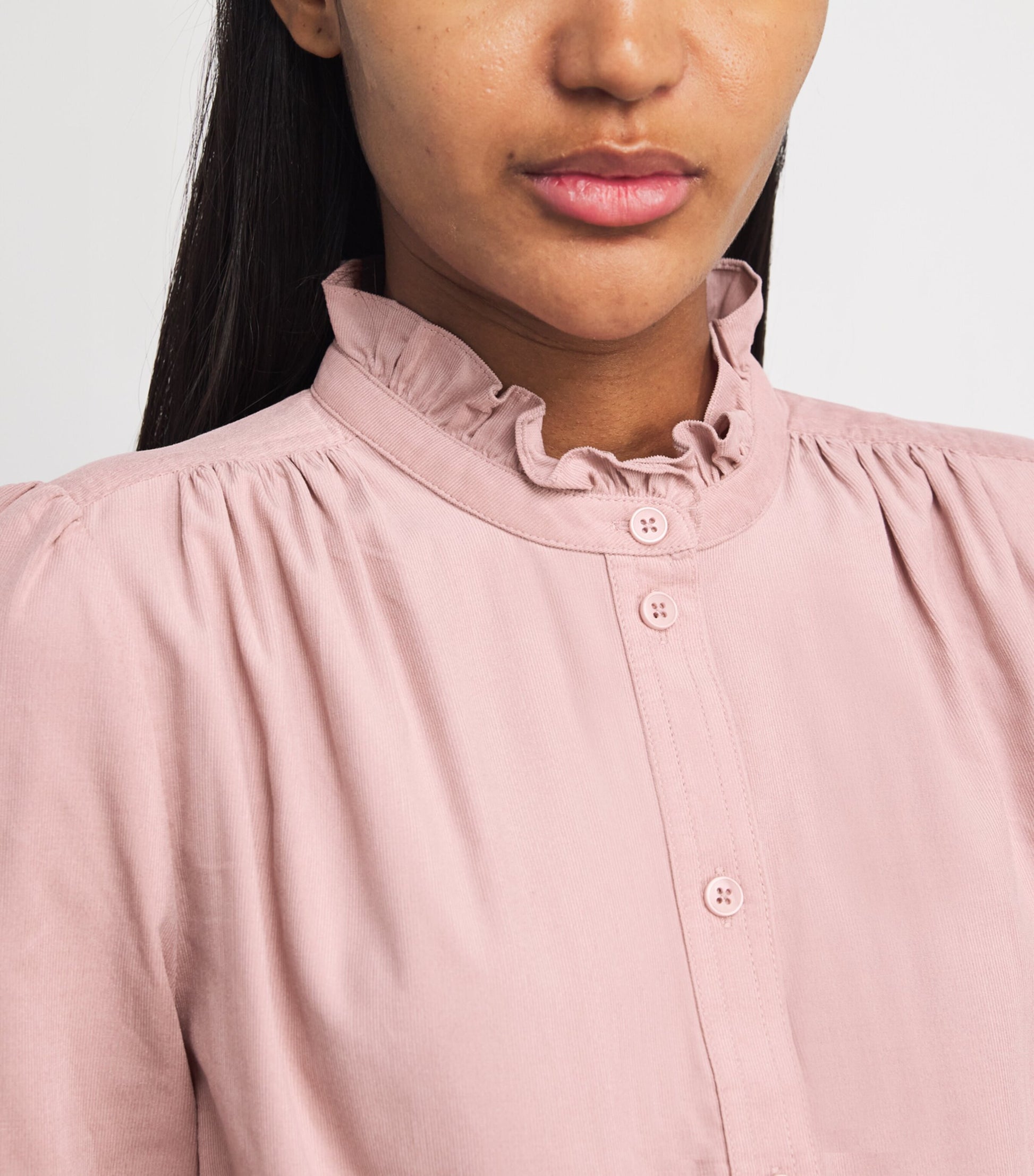 ME+EM Pink Cotton-Blend Corduroy Blouse