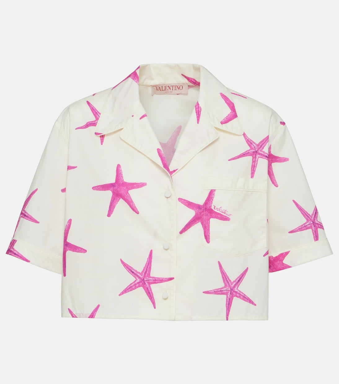 Valentino - Starfish cropped cotton poplin shirt