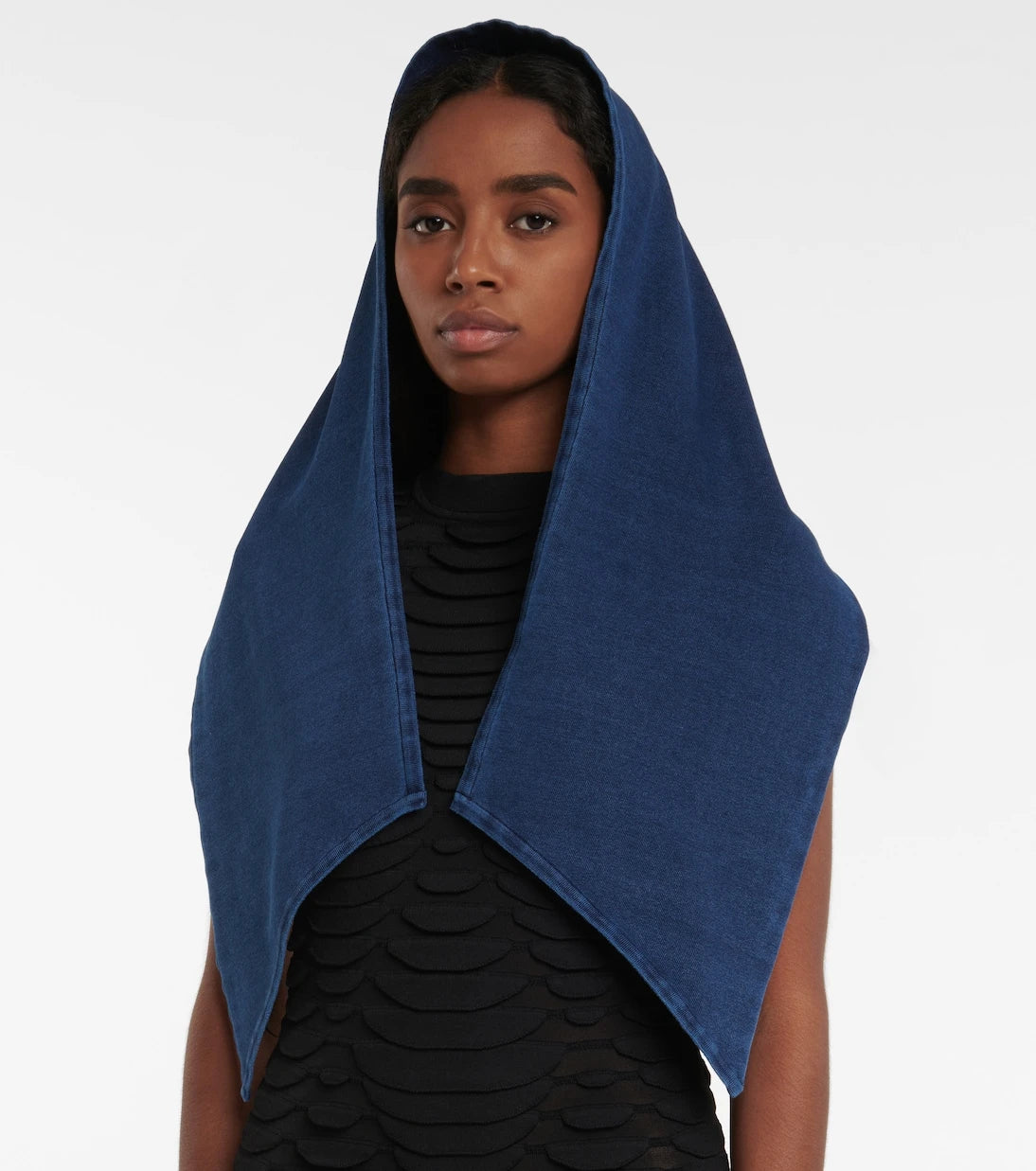 Alaïa - Denim knit hood