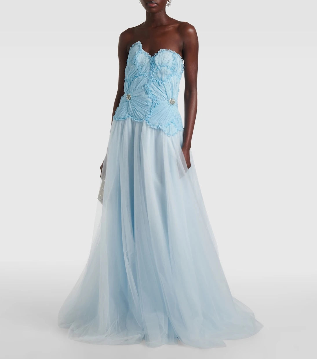 Costarellos - Edra floral strapless tulle gown