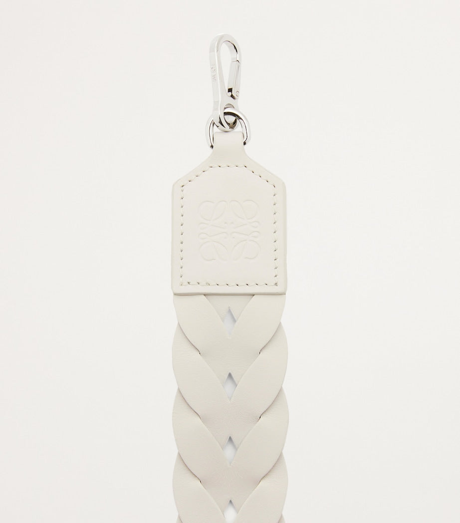 LOEWE White Leather Interlace Bag Strap