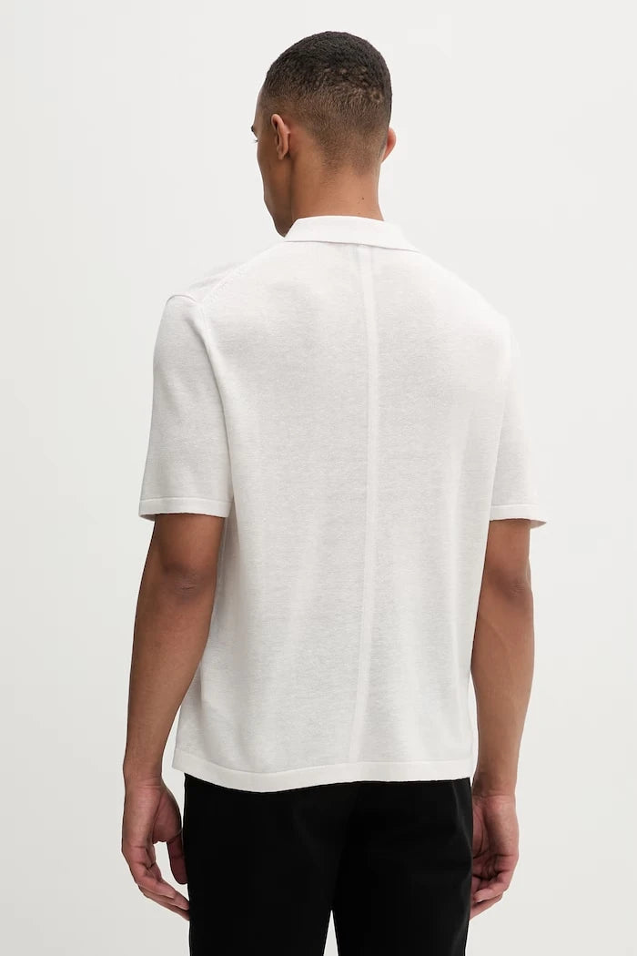 Calvin Klein erkek polo yaka kazak tipi tişört, keten karışımlı