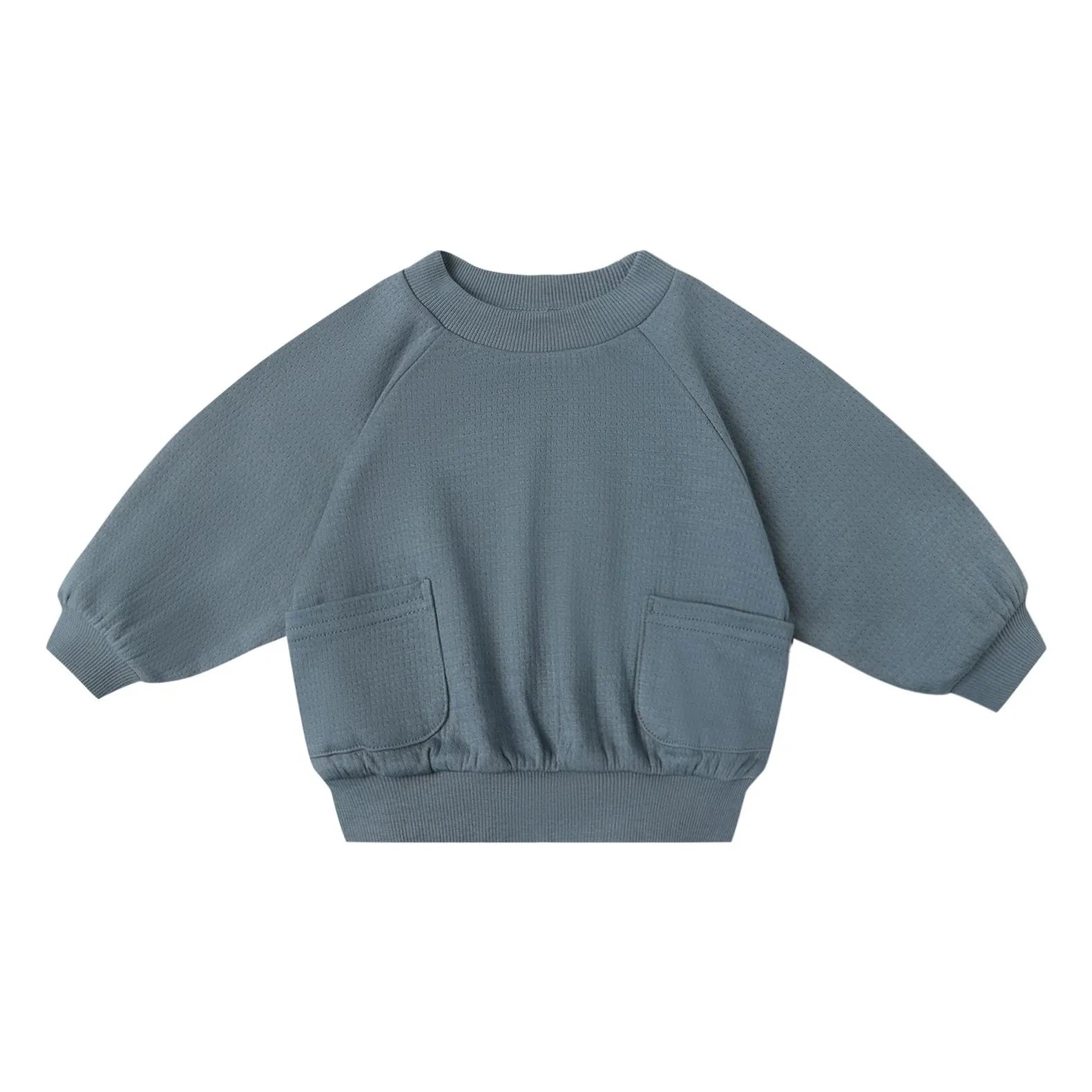 Quincy Mae - Pointelle organic cotton sweatshirt | Grey blue