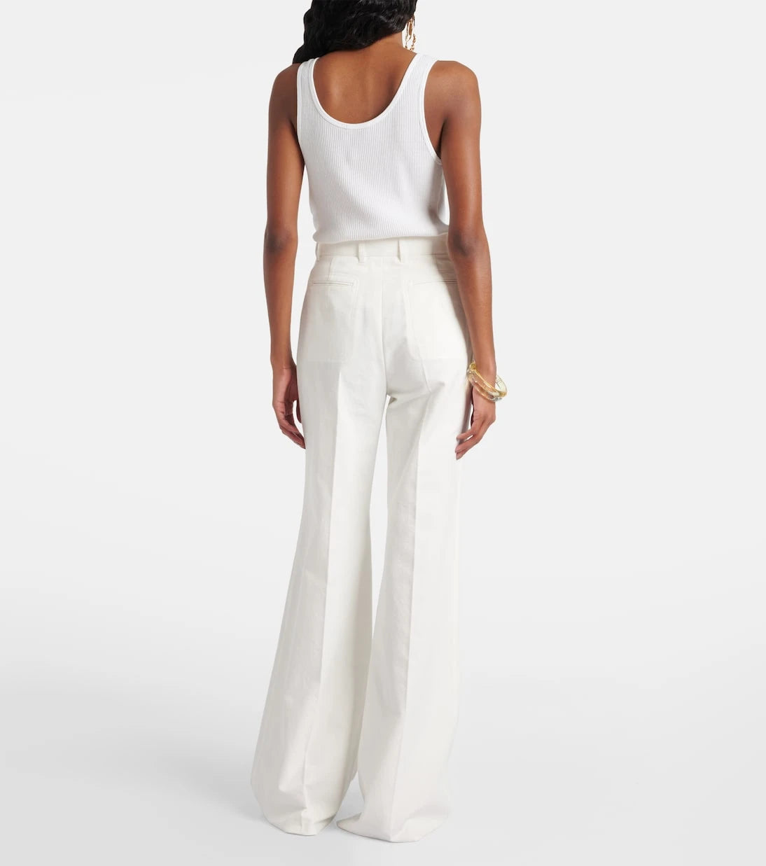Chloé - High-rise cotton canvas flared pants