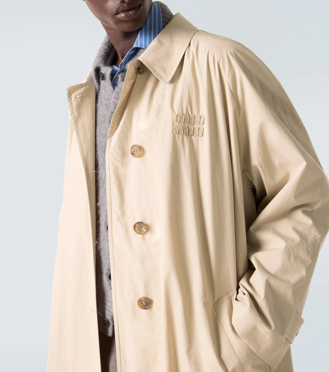 Miu Miu - Logo cotton gabardine trench coat