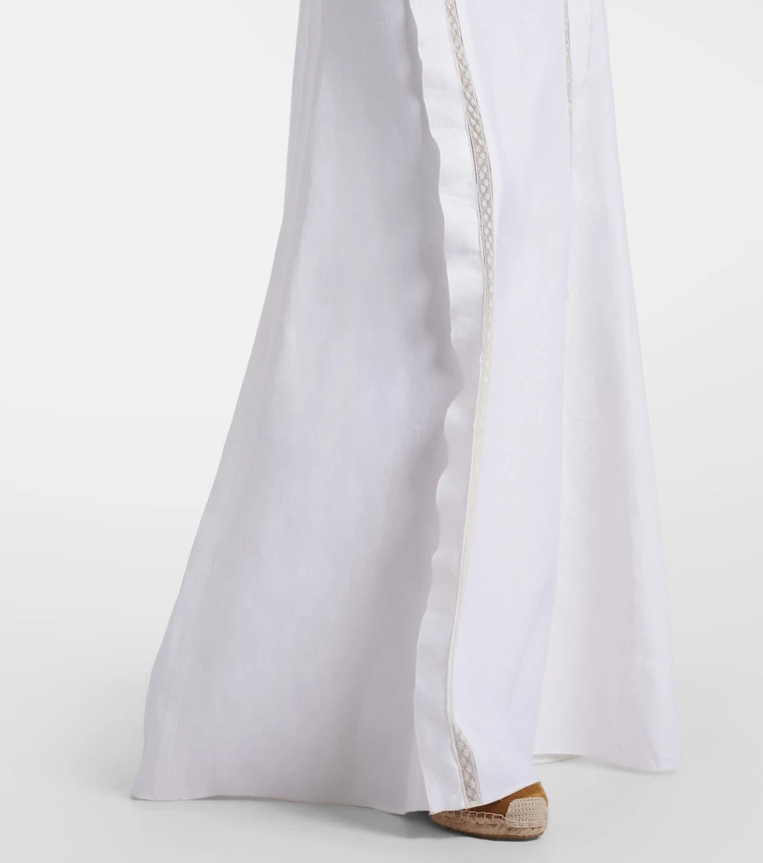 Valentino - Lace-trimmed linen maxi skirt
