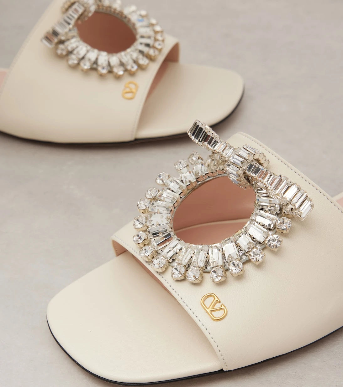 Valentino Garavani - Adamantine embellished leather slides