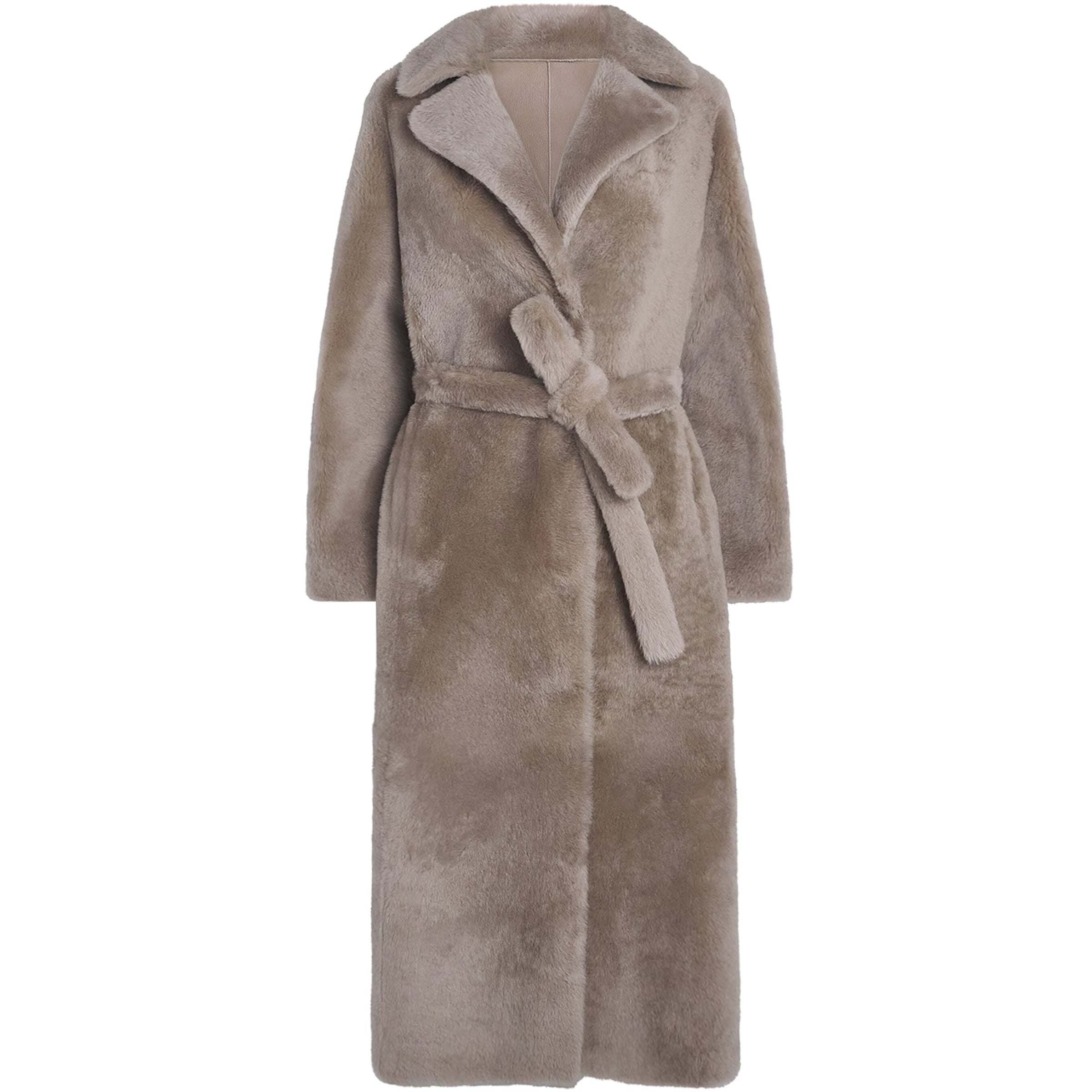 Yves Salomon Black Lamb Fur Belted Coat