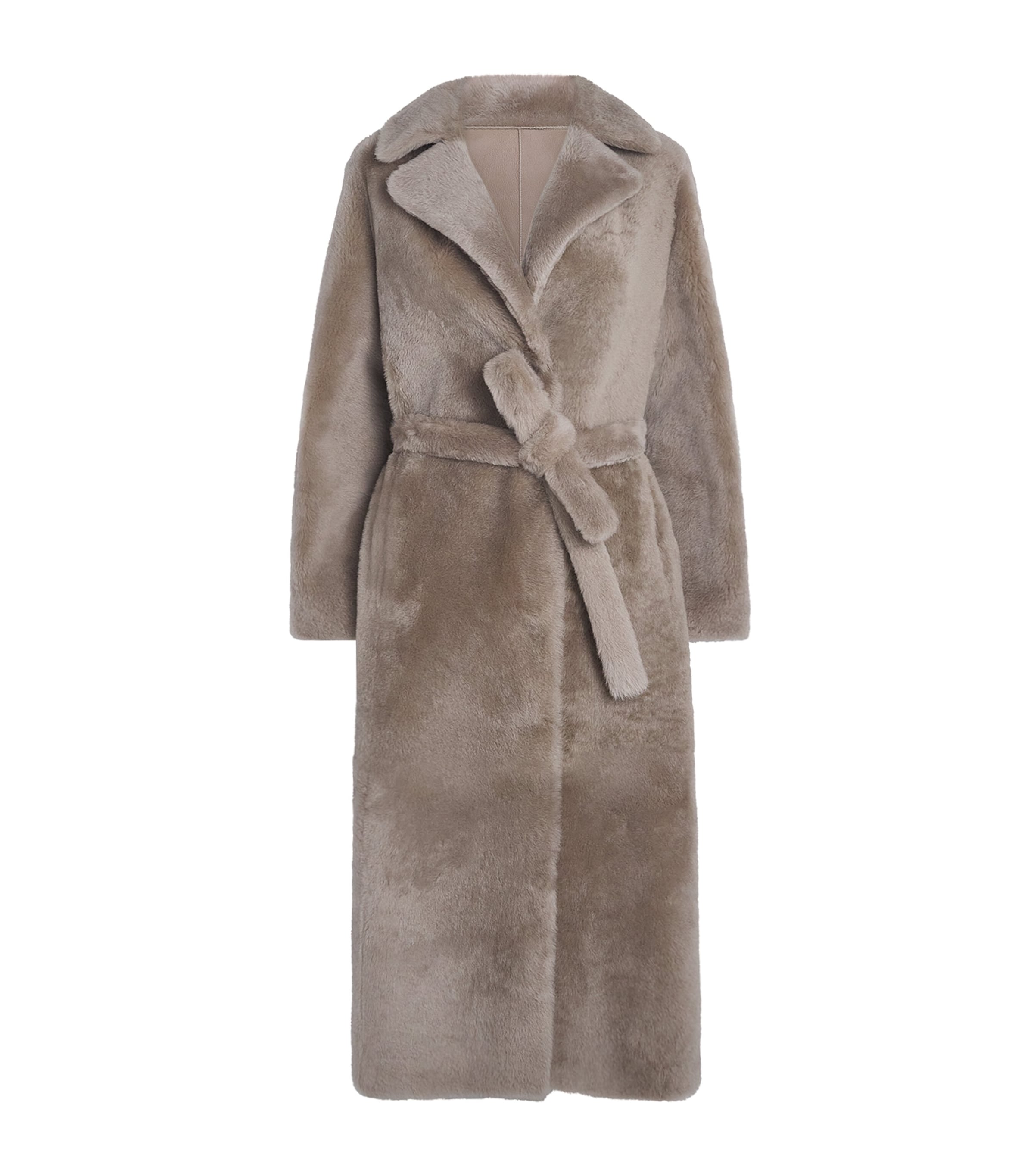 Yves Salomon Black Lamb Fur Belted Coat
