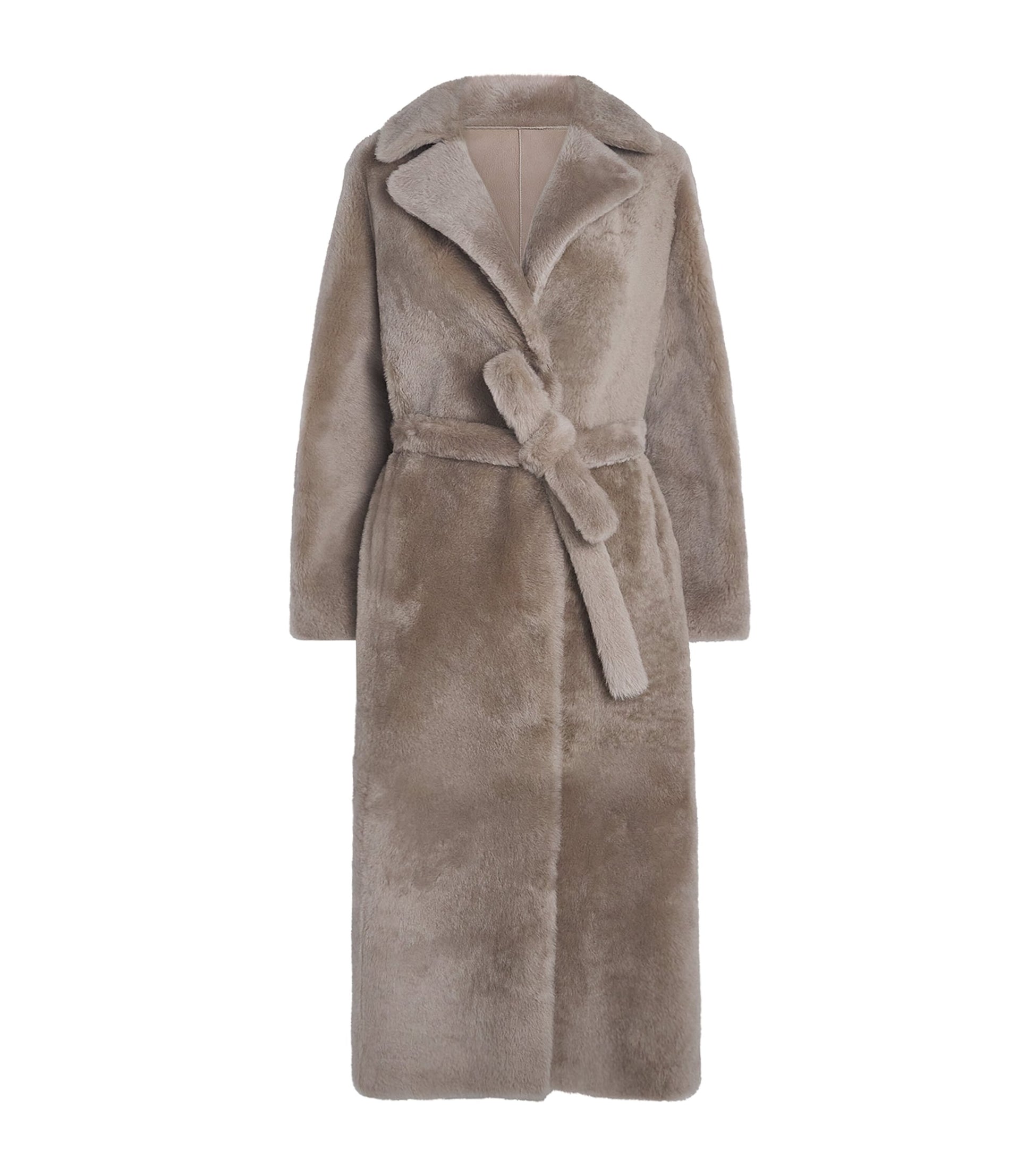 Yves Salomon Black Lamb Fur Belted Coat