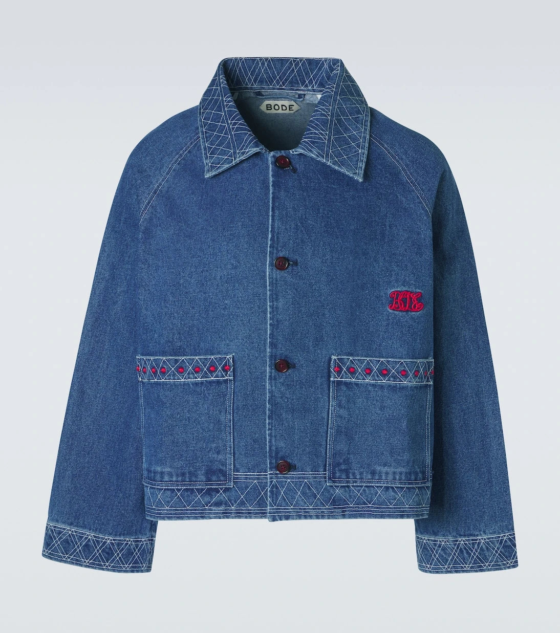 Bode - Embroidered wool and cotton denim jacket
