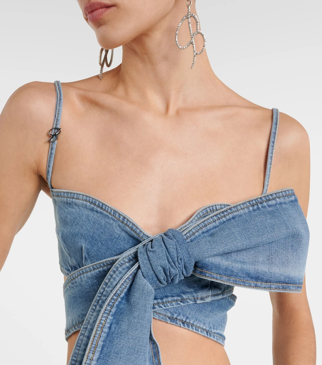 Blumarine - Bow-detail denim crop top