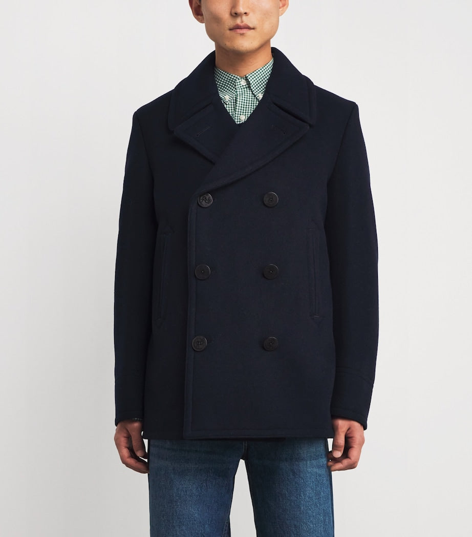 Wool-Blend Melton Peacoat NAVY