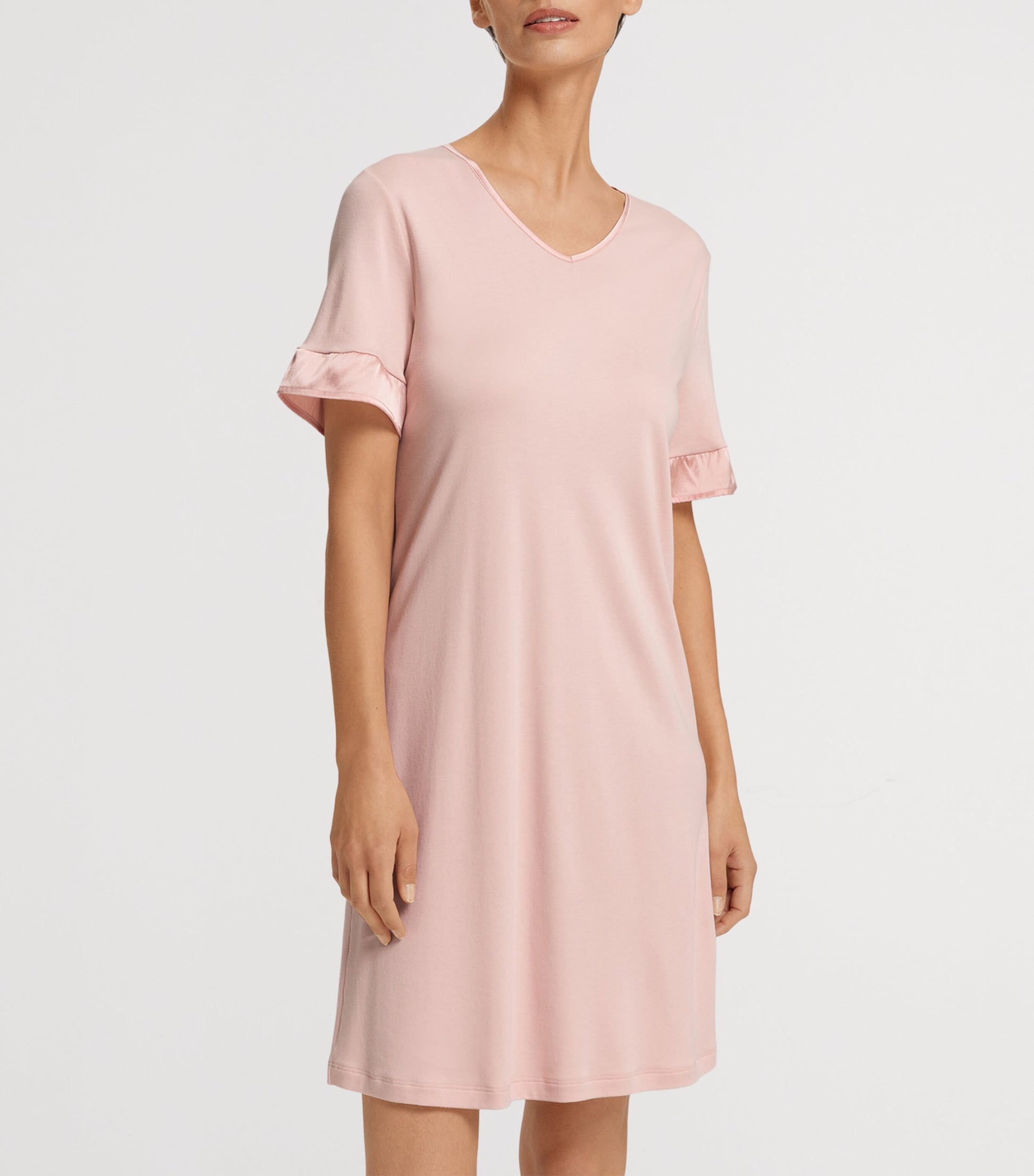 Hanro Nude Cotton-Blend Short-Sleeve Claire Nightdress