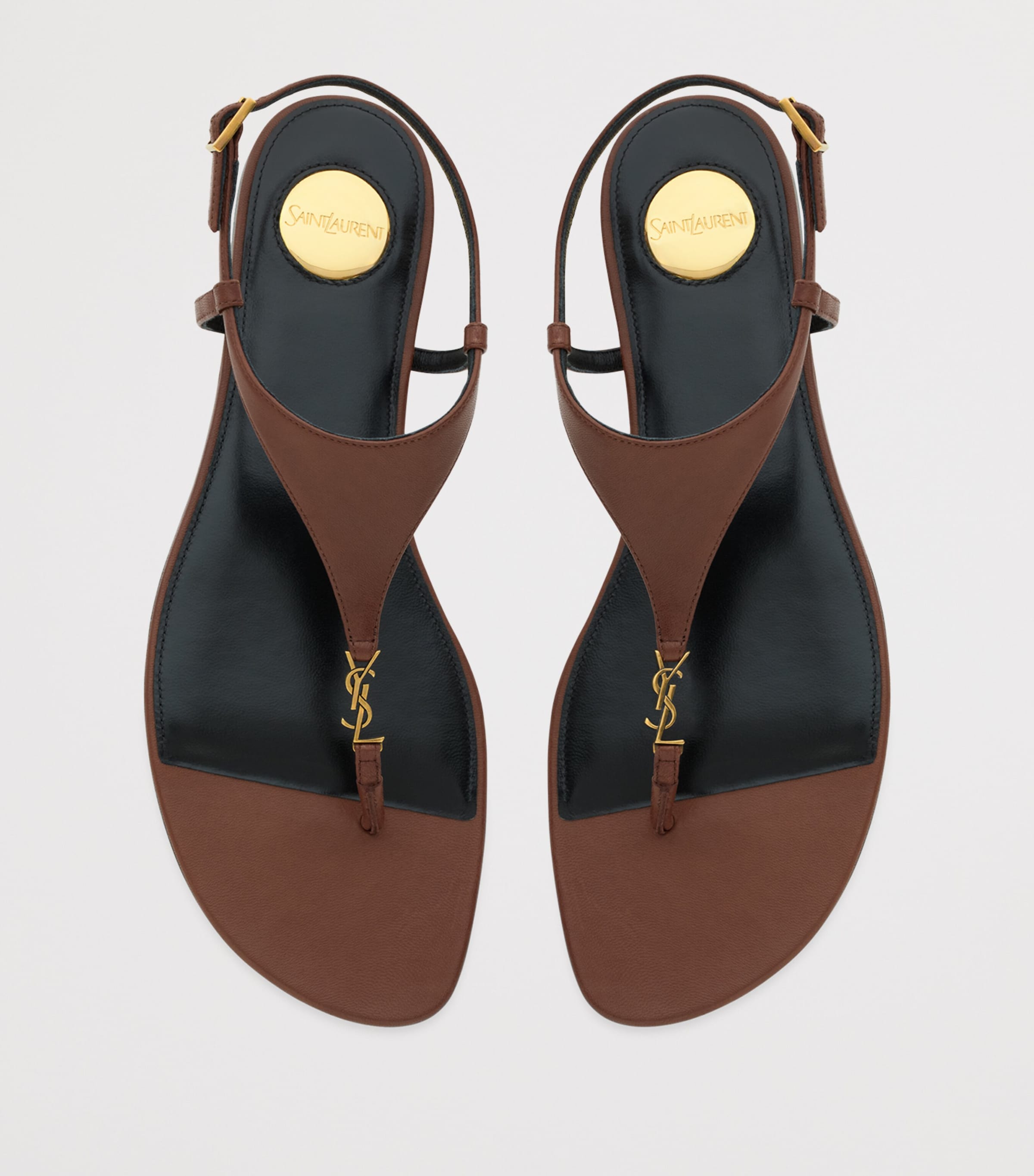 Beige Leather Cassandra Logo Sandals