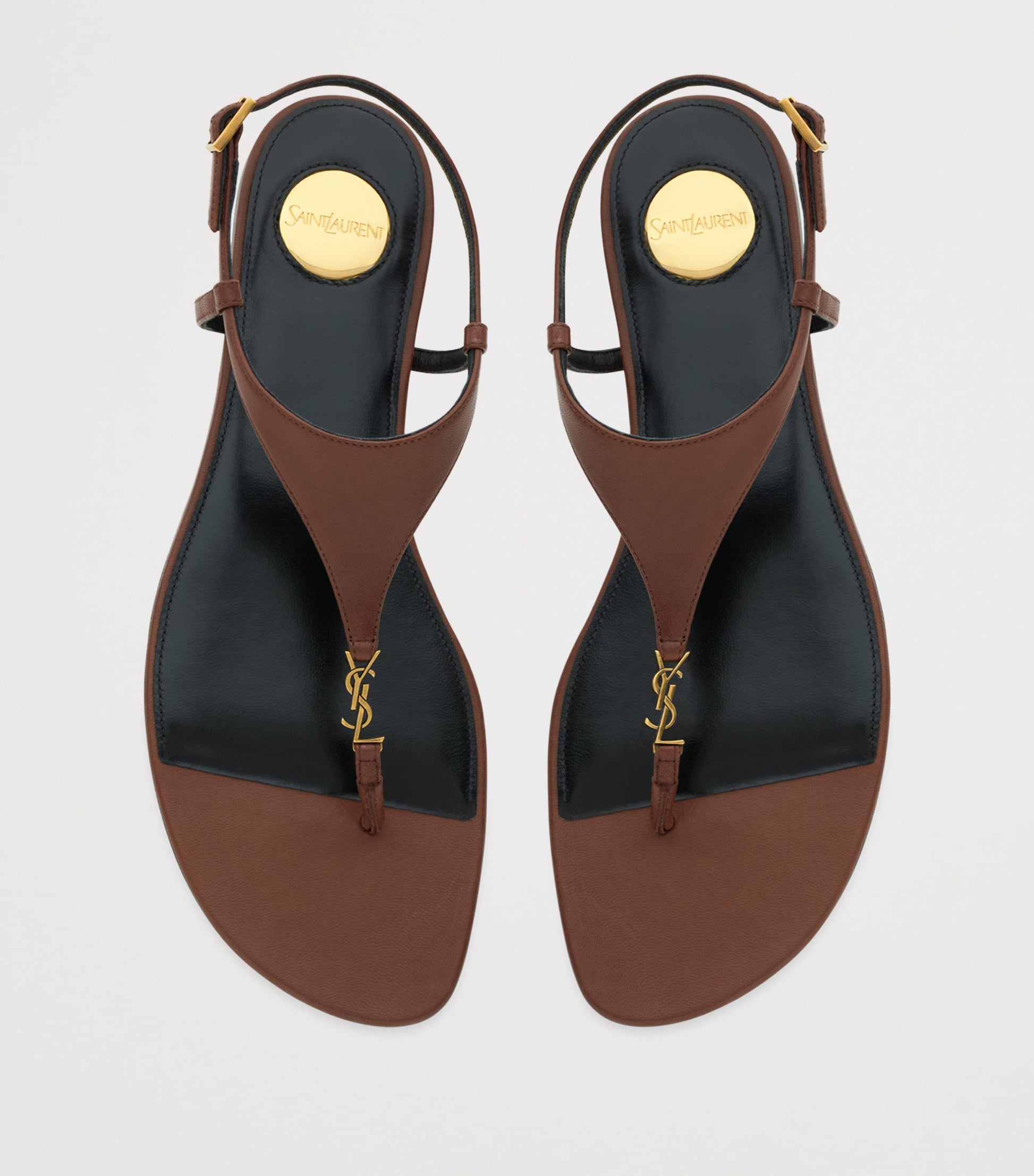 Beige Leather Cassandra Logo Sandals