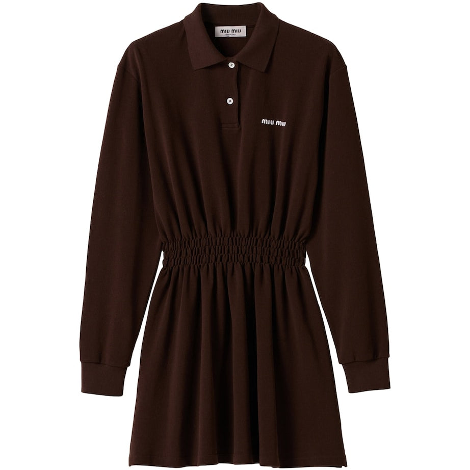Miu Miu Brown Cotton Piqué Mini Dress