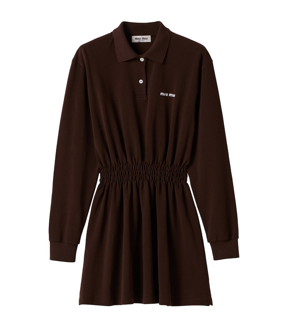 Miu Miu Brown Cotton Piqué Mini Dress