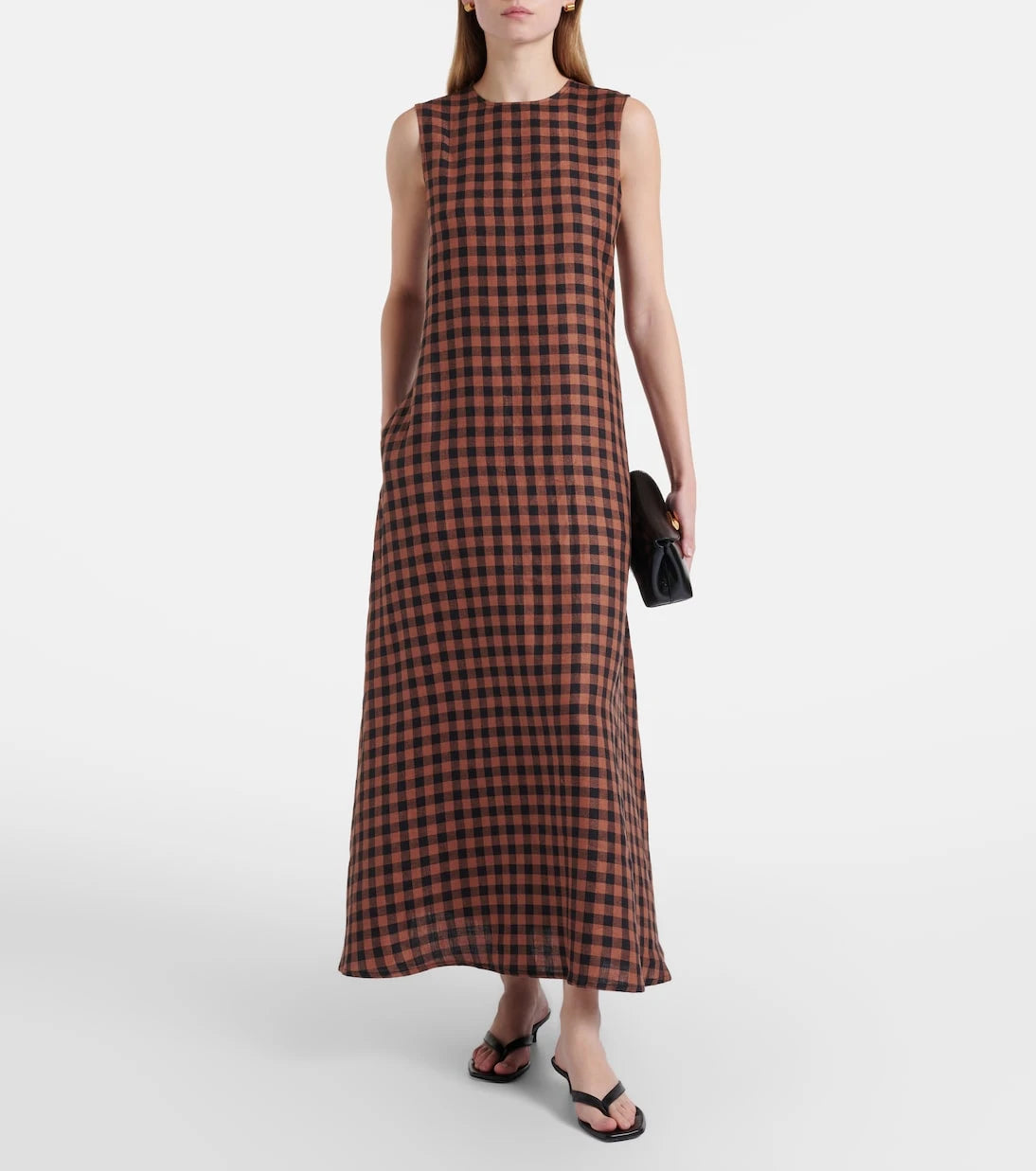Asceno - Tallin gingham linen maxi dress