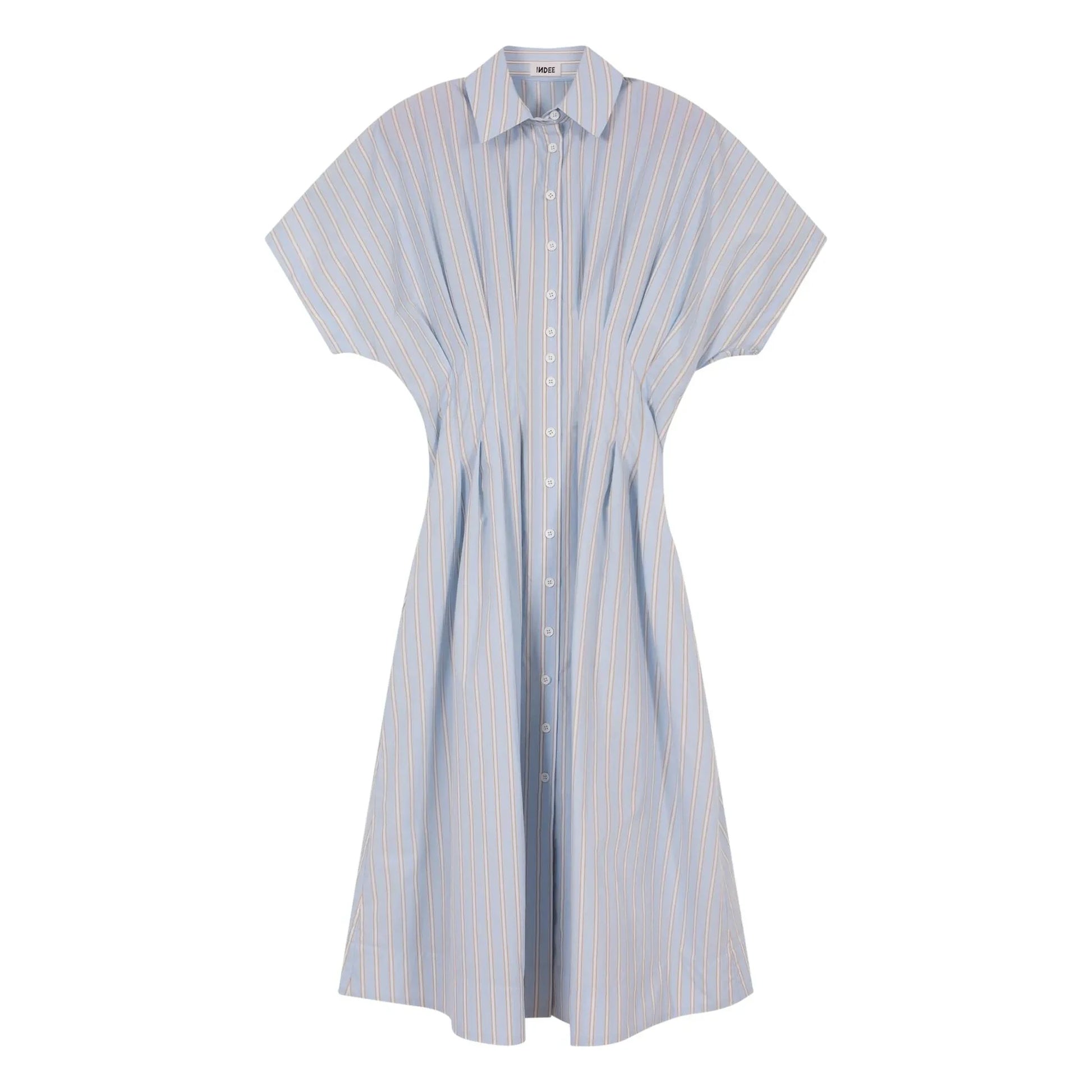 Indee - Striped Valois Shirt Dress | Light blue