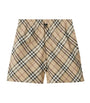 Burberry Beige Technical Check Mid-Rise Shorts