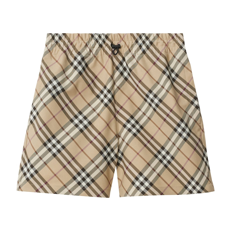 Burberry Beige Technical Check Mid-Rise Shorts