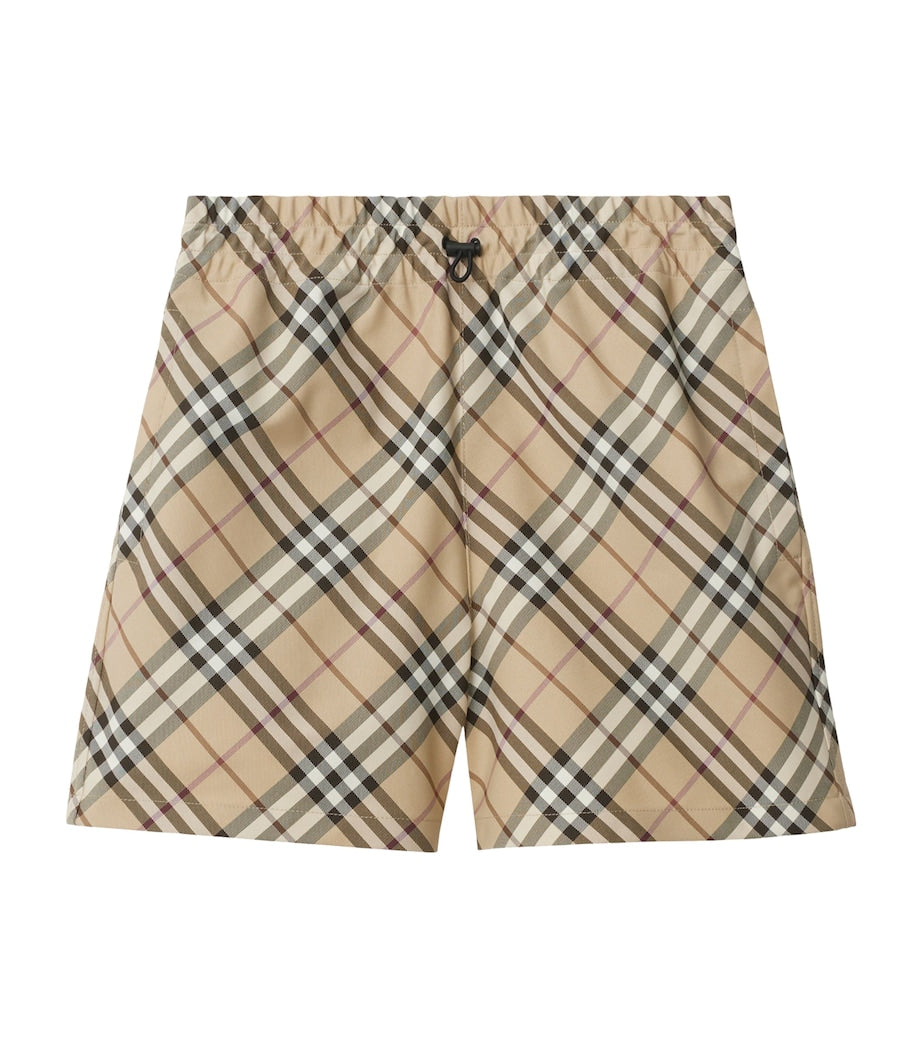 Burberry Beige Technical Check Mid-Rise Shorts