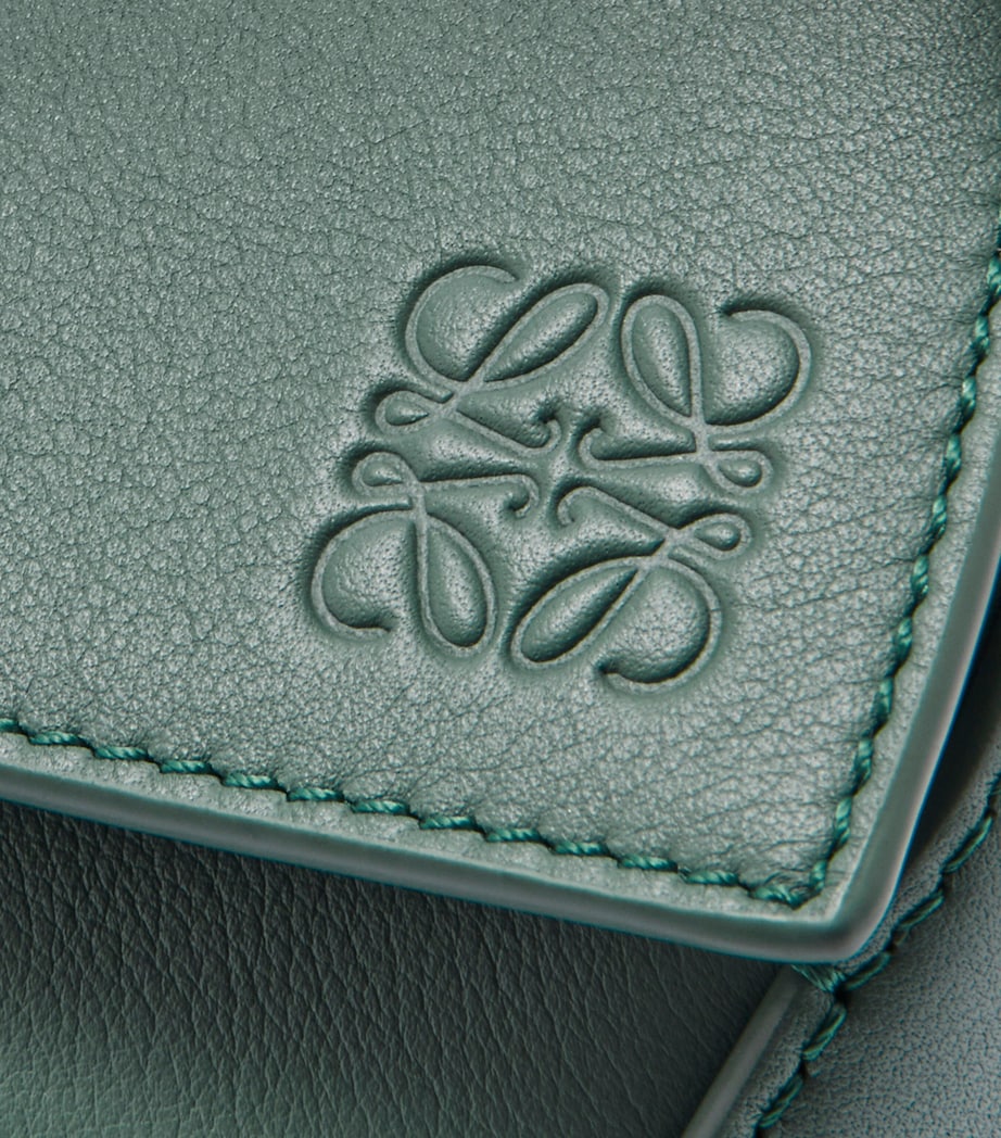 LOEWE Green Small Leather Puzzle Edge Top-Handle Bag