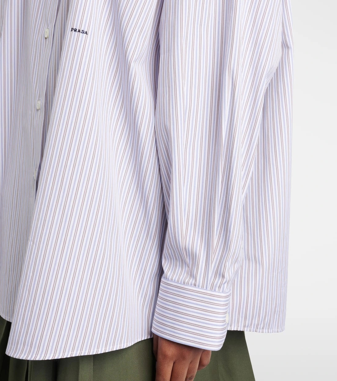 Prada - Striped oversized cotton poplin shirt