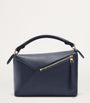 LOEWE Navy Small Leather Puzzle Edge Top-Handle Bag