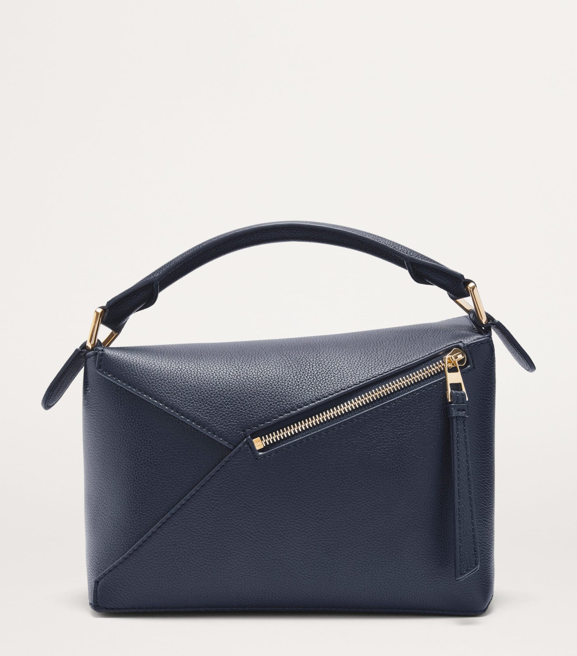 LOEWE Navy Small Leather Puzzle Edge Top-Handle Bag