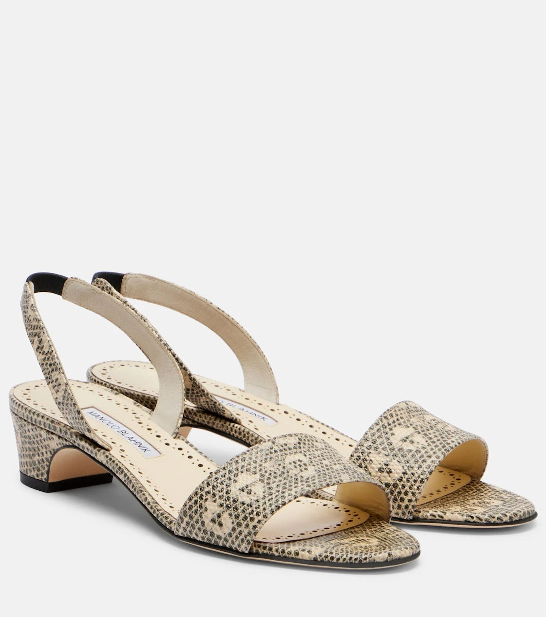 Manolo Blahnik - Patobarnu 30 kertenkele efektli deri sandalet