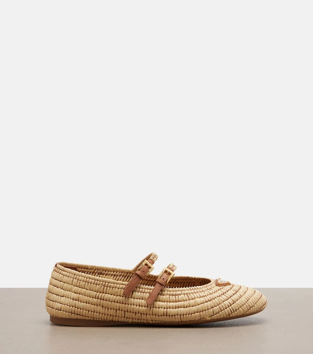 Prada - Crochet leather-trimmed Mary Jane flats