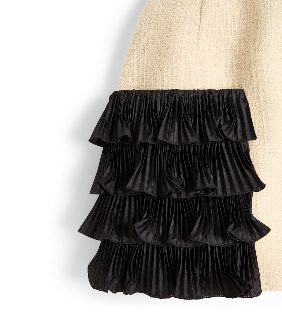 Valentino Beige Wool-Blend Ruffled Mini Skirt