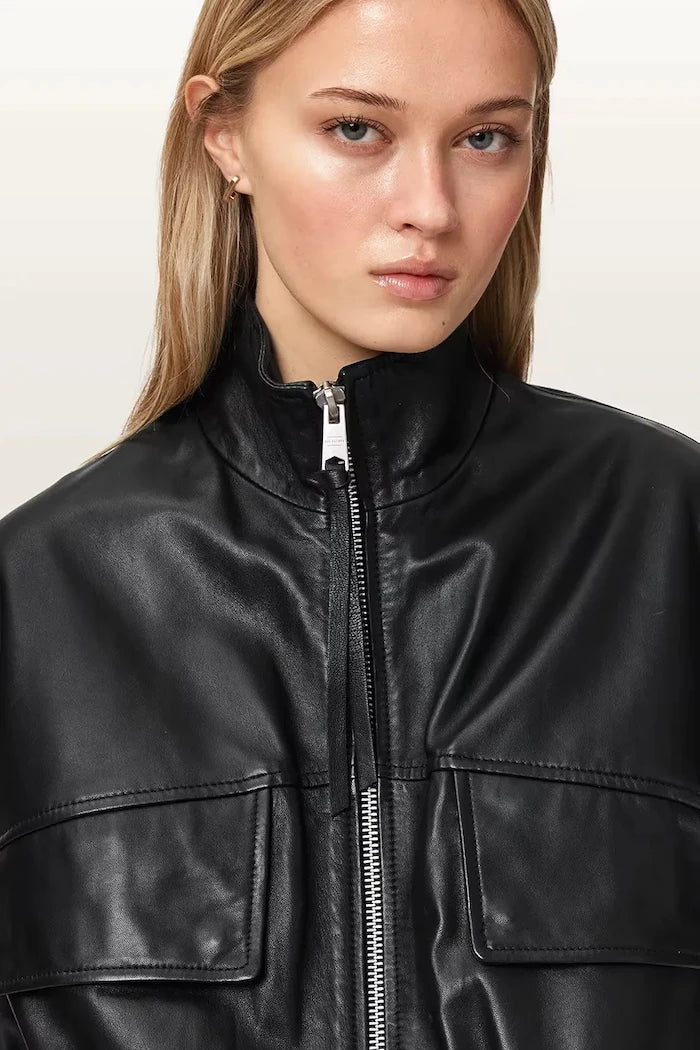 AllSaints елек дамски от кожа FLOR