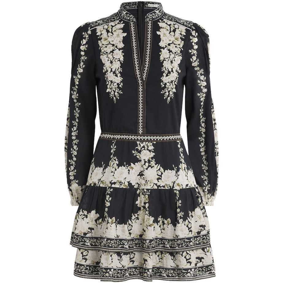 Alice+Olivia Black Cotton Valencia Mini Dress