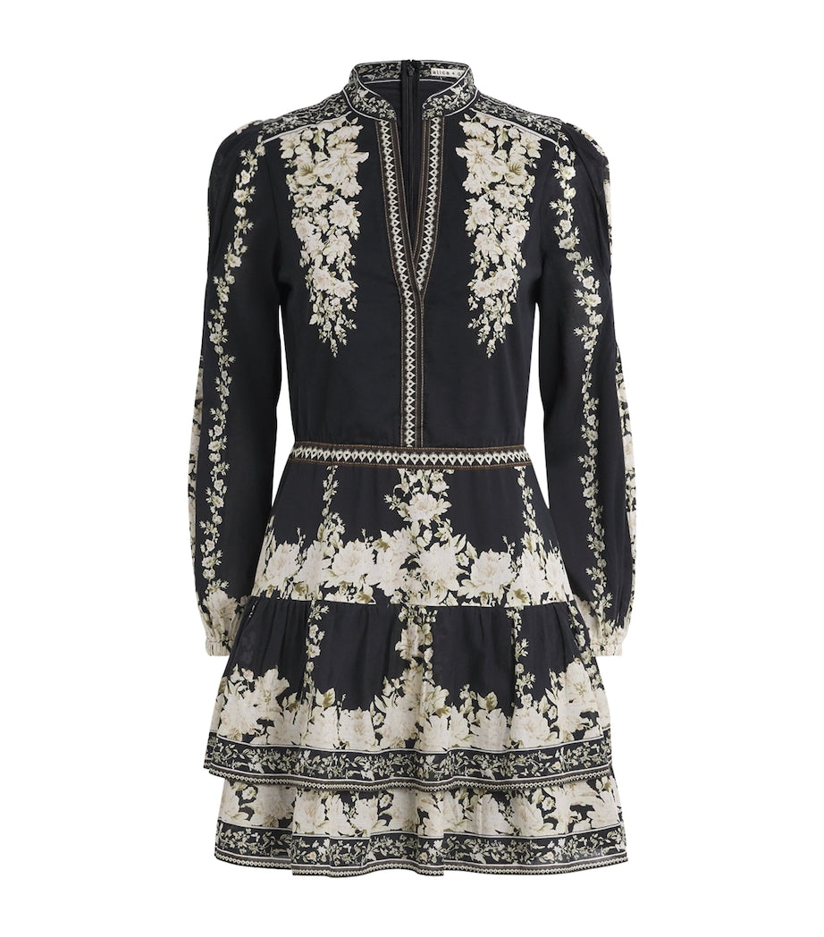 Alice+Olivia Black Cotton Valencia Mini Dress
