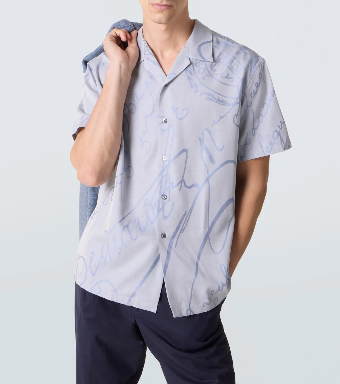 Berluti - Printed cotton, wool, and silk bowling shirt