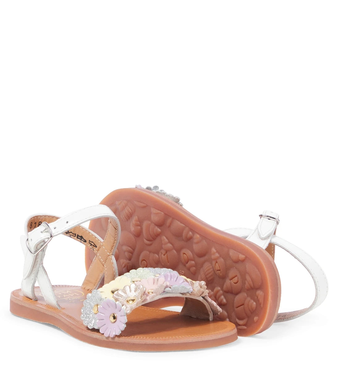 Pom d'Api - Plagate floral-appliqué leather sandals