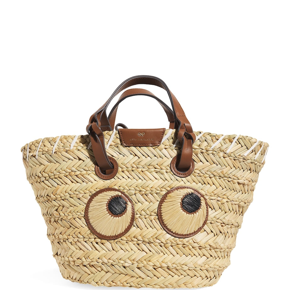 Anya Hindmarch Beige Small Paper Eyes Basket Bag