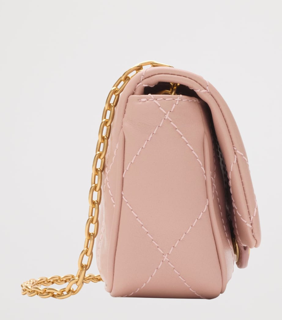 Burberry Pink Leather Quilted EKD Clutch Bag