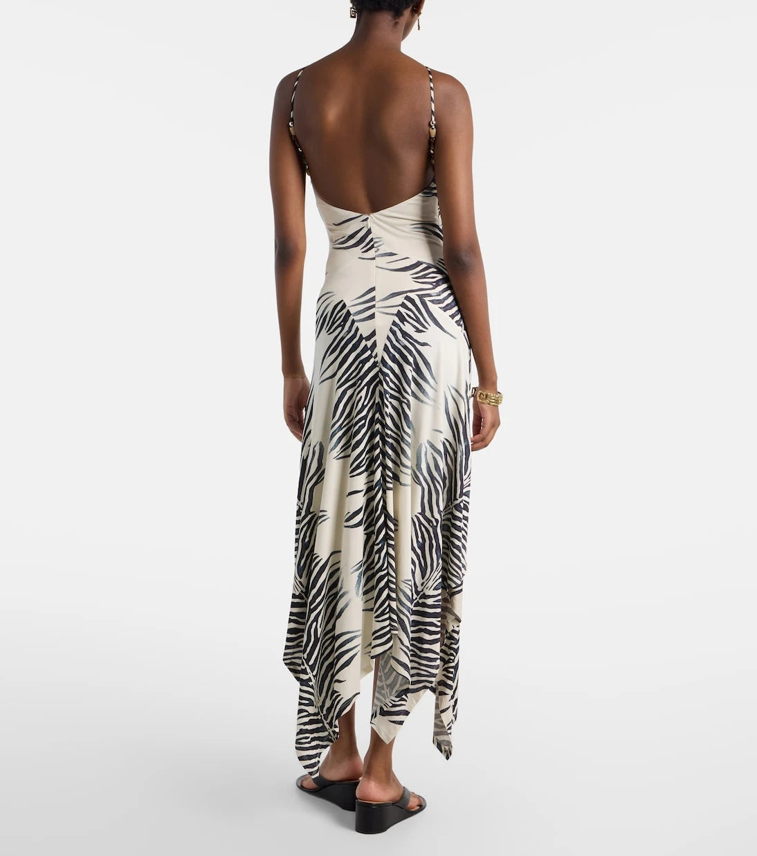 De La Vali - Artemis asymmetric zebra-print gown